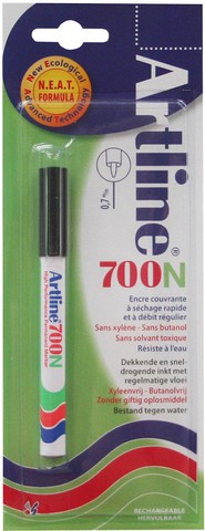 Marqueur permanent "700N" pointe conique, 0.7mm - Noir (Blister)