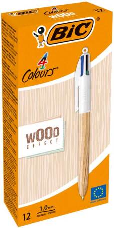 4-kleuren balpen "Wood Style" medium 1.0mm - Natural