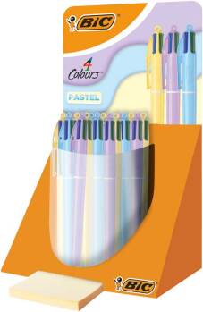 Stylo bille 4 couleurs "Pastel" moyen 1.0mm, présentoir de 30 pièces
