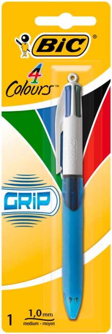 Stylo bille 4 couleurs "Grip" moyen 1.0mm, set de 1 pièce (Blister)