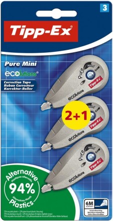 Correctieroller "Pure Mini" 5mmx6m, set van 2+1 gratis (Blister)