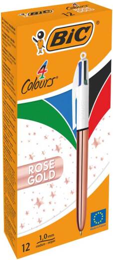 Stylo bille 4 couleurs "Rose Gold" moyen 1.0mm - Shine