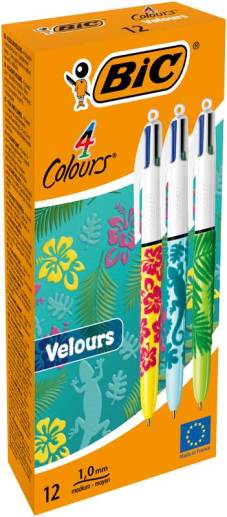 4-kleuren balpen "Velours" medium 1.0mm - Assortie