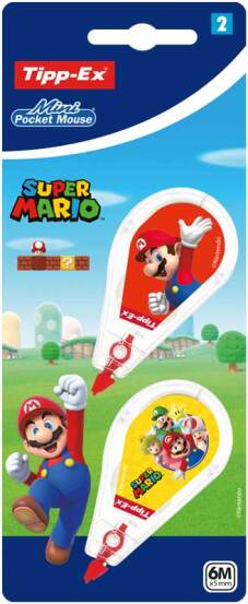 Correctieroller "Mini Pocket Mouse" 5mmx6m, set van 2 stuks - Super Mario (Blist