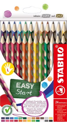 Crayon de couleur "EASYcolors" pour gauchers, set de 24 pièces (Blister)