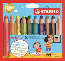 Crayon de couleur "Woody 3 in 1" XXL, set de 10 pièces (Blister)